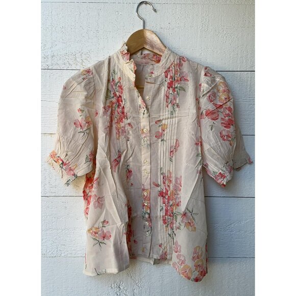 The Great The Fiddle Pleated Floral Printed Blouse Top S - Picture 6 of 10